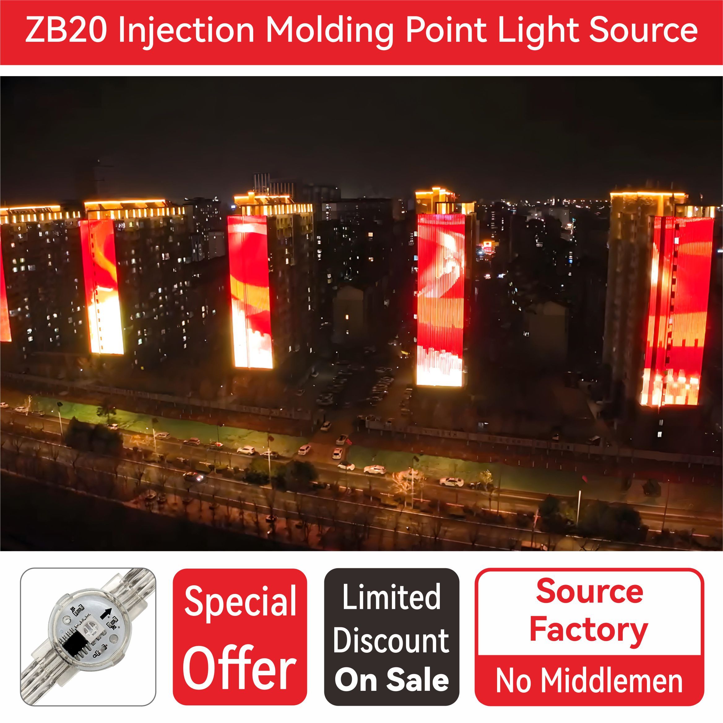 Waterproof Full Color Sealed Molded Outdoor Building Landscape Decor ZB20 LED Point Light Source Pixel Dot Lamp