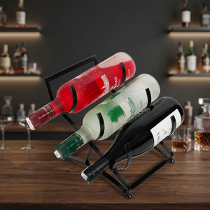Modern <b>Metal</b> Wine <b>Rack</b> 3 Bottle Capacity Minimalist Design Home Display Stand - Product Image 6