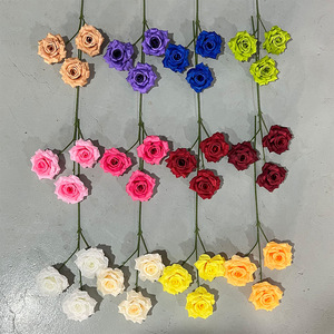 Ramo de Flores Artificiales de Seda con Tres Rosas de Diamante, Decoración para Bodas y Hogar, Producto Terminado Mediante Moldeo por Inyección - Product Image 2