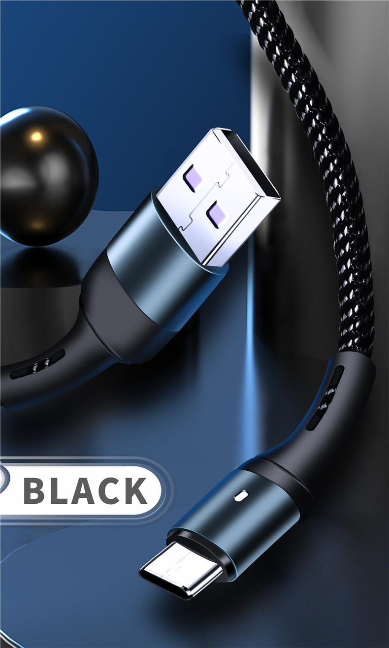 ICEBINGO 2020 new arrival QC3.0 Fast charging Smart power off breathing light data cable Mirco  type C charging cable for iPhone