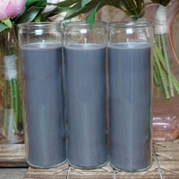 Bougies votives religieuses de qualité économique, 7 jours, en forme de pilier, dans un bocal en verre, en cire de paraffine, sans flamme, pour Pâques et l'église, couleur grise