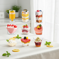 Gobelets en plastique transparent à paroi simple DD2510, diamètre 90 mm, pour desserts, glaces, poudings, vins et apéritifs de fête