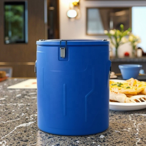 Contenedor Térmico Grande de Acero Inoxidable de Doble Pared con Aislamiento, Recipiente para Calentar Alimentos de Plástico Marrón para Uso en Hoteles y Restaurantes - Product Image 5
