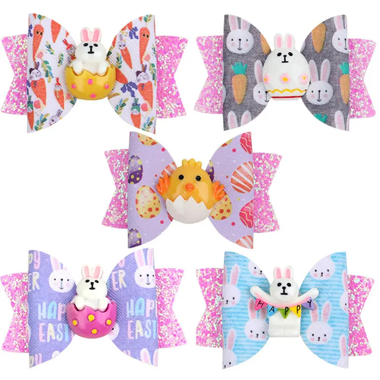 3Inch Handgemaakte Kunstleer Strik Hair Clips Bows Haarspeld Haar Grips Voor Kinderen