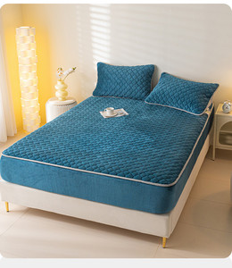 Couvre-lit en velours de taille personnalisée, drap-housse chaud et moelleux avec <span class=keywords><strong>protège</strong></span>-<span class=keywords><strong>matelas</strong></span> en flanelle et polyester, <span class=keywords><strong>imperméable</strong></span> pour la maison - Product Image 1