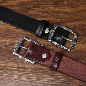 Sabuk Kulit Sapi Asli Tebal Ekstra Tebal dengan Gesper Pin Baja Anti Karat, Sabuk Pria Vintage Kokoh yang Dapat Dipersonalisasi - Product Image 3