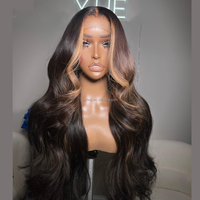 Peluca de Cabello Brasileño con Ondas Corporales y Frente de Encaje HD al por Mayor, Peluca de Cabello Humano con Cutícula Virgen Alineada y Encaje Completo para Mujeres Negras