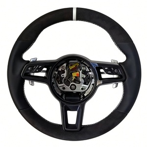 Volante Deportivo de Cuero con Diseño de 3 Radios Estilo Thong para <span class=keywords><strong>Porsche</strong></span> Panamera 911 997.2 991.2 957 992 Cayenne Macan <span class=keywords><strong>Cayman</strong></span> 996 - Product Image 1