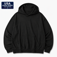 Gudang JKM USA Tersedia  Grosir Hoodie Fleece 350gsm Oversized 6 Warna Drop Shoulder Pengiriman Cepat Hoodie Vintage untuk Unisex