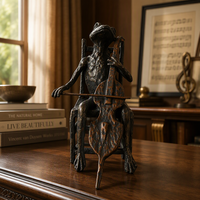 Figurine de Celliste en Fonte Peinte, Sculpture Métallique, Décoration Musicale pour la Maison, Objet d'Art de Collection, Accent Décoratif