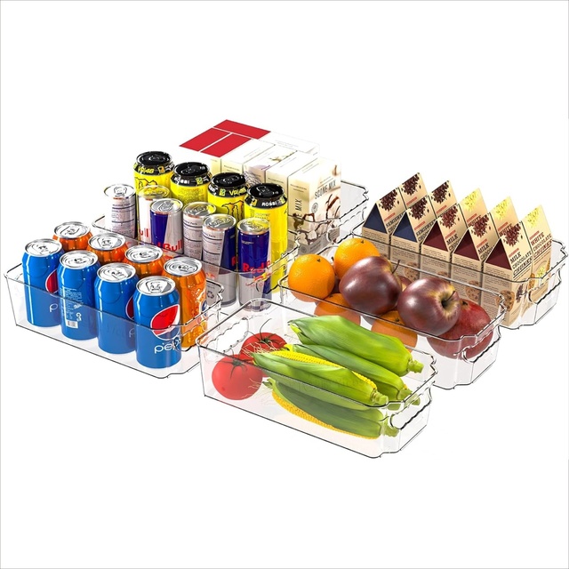 Cross-Border Portable PP Refrigerator Storage Box Stackable Transparent Fruit Beverage Fresh Storage Desk-Top Drawer-Type