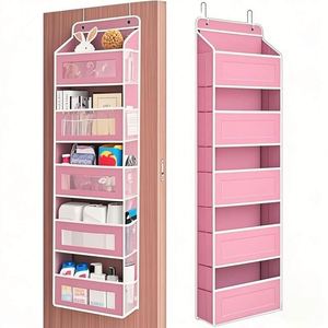 Organizador Colgante para Puerta con 10 Bolsillos, 5 Grandes Transparentes y 5 Laterales de Malla, para Dormitorio, Baño, Despensa, Gris - Product Image 1