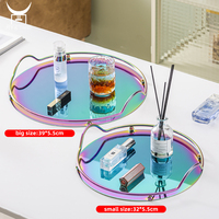 Luxuriöses Cloud-Spiegel-Tablett aus Edelstahl mit Doppelgriffen, Deko-Tablett für Waschtisch, Badezimmer-Parfüm- und Kosmetik-Organizer, Serviertablett