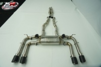 Système d'échappement Catback à soupapes KM SS304 pour Jaguar F-Type 5.0T V8 2015 avec tuyau intermédiaire résonné, commande par vide et embouts en fibre de carbone