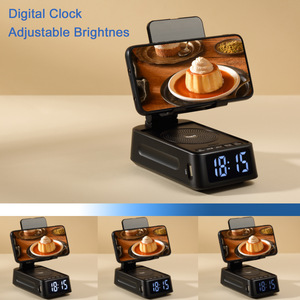 F20 Phone Stand <b>Bluetooth</b> Speaker Clock With Touch Control <b>USB</b> Power Black 3 In 1 Smart Home Device - Product Image 4