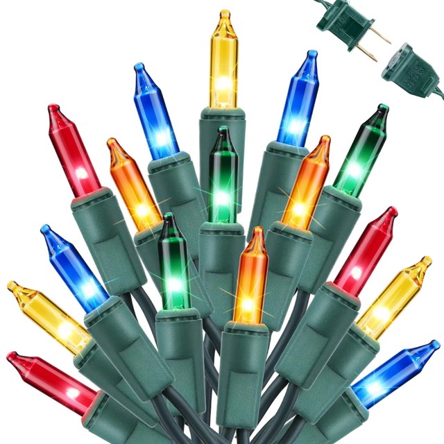 Battery Operated Outdoor Christmas Lights 7m 100LED Mini String Light Auto-Timer 8 Modes Waterproof RGB