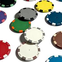 Puce de poker en argile de 14g - Personnalisée avec divers autocollants colorés, ronde, style salle de poker de casino, en argile standard, logo personnalisé