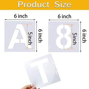 Pochoirs décoratifs avec symboles de lettres et nombres, pour créations artisanales, modèles d'alphabet, faciles à poser, Kit de peinture sur le bois, 46 pièces - Product Image 2