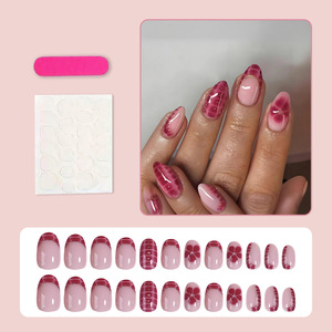 24 faux ongles en amande à presser, motif croco rose, pour femmes, usage quotidien et soirées - Product Image 2