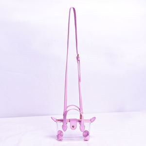 Sac messager portable personnalisé pour femme, étanche avec fermeture éclair, en PVC transparent rose, mini sac fourre-tout, sac à bandoulière tendance pour voyage - Product Image 3