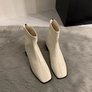 Botines de Mujer, Otoño-Invierno 2026, de Cuero, Tacón Alto, Punta Cuadrada, Estilo Coreano - Product Image 1