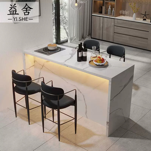 Isola da <span class=keywords><strong>Cucina</strong></span> con Bancone Bar, Top in Pietra Sinterizzata Moderna, Base in Legno Massello, Bancone Colazione Indipendente per <span class=keywords><strong>Cucina</strong></span> e <span class=keywords><strong>Sala</strong></span> da Pranzo - Product Image 2