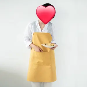 Meita Home Cross Back Barista kurze Sublimation schürze mit Taschen Backen gelbe Schürzen Baumwolle wasserdicht benutzer definierte Logo