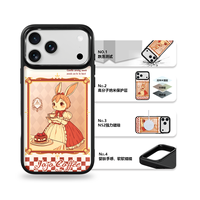 Coque de téléphone AG Feeling Black Edge avec motif Gilding Queen Rabit pour iPhone 17, 17 Pro Max, 16 Pro, 15 – Coque magnétique