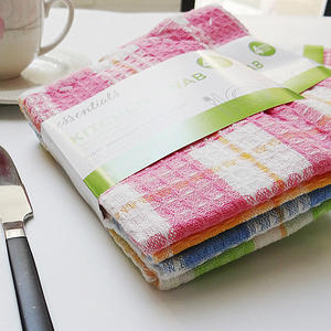 Lot de 4 torchons de cuisine essentiels en coton à carreaux, absorbants, pour le nettoyage domestique - Product Image 1