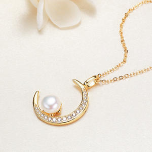 Collier en perles d'eau douce de style ethnique demi-cercle, collier en or, pendentif, bijoux, tendance, vente directe - Product Image 3