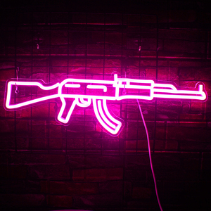 Ineonlife Letrero de neón Pistola de luz Led personalizado AK 47 Super Cool Lámpara de noche colgante Sala de juegos Tienda Fiesta Decoración de pared personalizada - Product Image 6