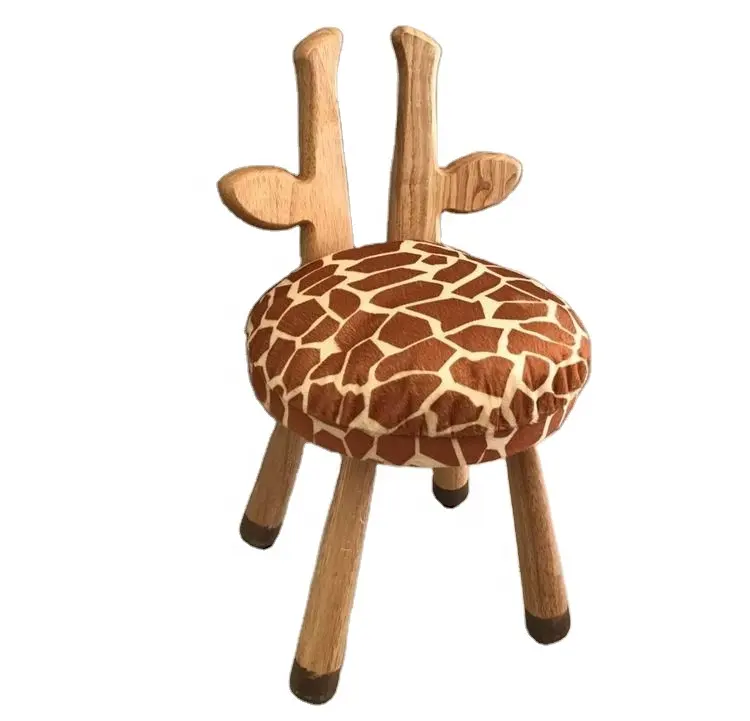WSZ 3101 الزرافة تصميم خشب متين مقعد للاهتمام نمط أحذية تغيير إعدادات خشبية الزرافة البراز للأطفال مضحك كرسي