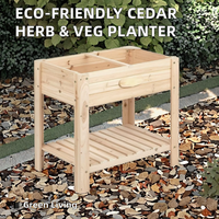 Grande jardinière en bois surélevée en cèdre contemporain Pieds écologiques pour kit de lit de jardin extérieur pour herbes et légumes faits à la main