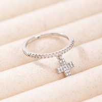 Cincin Pernikahan Unisex Model Salib Zirkon Mewah Sederhana Terlaris Baru
