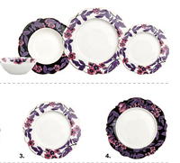 Service de table en porcelaine, vaisselle en poterie à fleurs imprimées, service de vaisselle en céramique, service d'assiettes et de tasses, 24 pièces, Offre Spéciale
