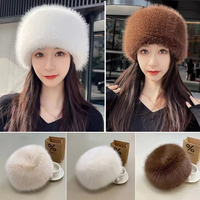 Nouveau Chapeau d'Hiver Anti-reflet en Fourrure de Renard Crème, Chaud, à Calotte Plate, qui affine le visage, Polyvalent, avec Protection des Oreilles, en Peluche de Fourrure de Renard pour Femme
