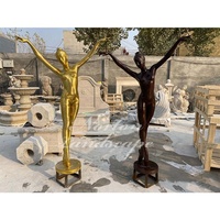 Sculpture de femme dansante en bronze grandeur nature pour extérieur, jardin, parc urbain, fontaine d'eau en laiton, artisanat d'art féminin