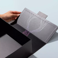 Luxuriöse Geschenkbox mit Magnetverschluss aus schwarzem Hartkarton, zwei aufklappbare Türen, direkt ab Werk Tengcai, mit individuellem Logo