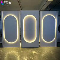 LEDA Panneau ovale de fond de scène pour photos de mariage à LED personnalisé Panneau de bienvenue Panneau de fond en arc en PVC en acrylique blanc
