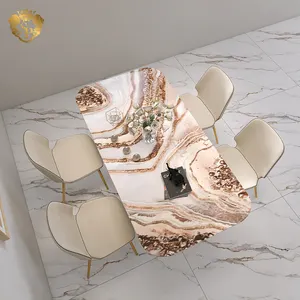 热销产品2023豪华现代大理石顶部金属腿餐桌家具餐桌椅