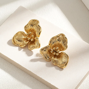 Pendientes de Hojas para Mujer con Incrustaciones Acrílicas, Chapado en Oro PVD, Acero Inoxidable 304 Hipoalergénico, Joyería de Moda - Product Image 6