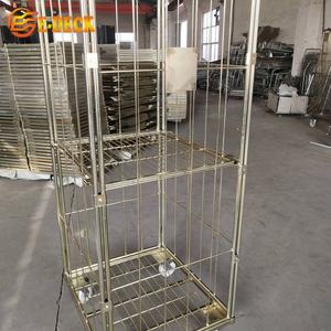 EDECK <span class=keywords><strong>4</strong></span> पक्षों धातु तह जस्ती स्टील डबल गेट कपड़े धोने जाल रोल पिंजरे ट्राली - Product Image 4