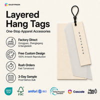 Étiquettes suspendues personnalisées en gros à trois couches, ensembles d'étiquettes à aglets superposés, écologiques, avec logo personnalisé pour unisexe
