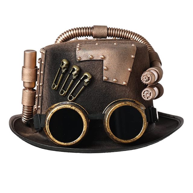 Black Steampunk Victorian Top Hat for Carnival Party