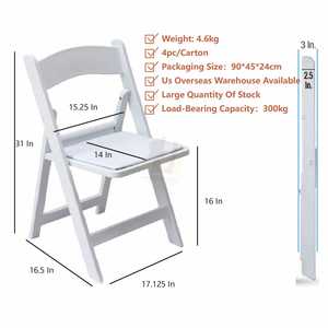 Sillas Plegables de Plástico Blanco para Eventos, Apilables, de Alquiler, para Fiestas, Bodas, Wimbledon, de Resina - Product Image 3