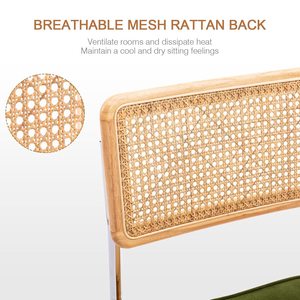 <span class=keywords><strong>Silla</strong></span> de comedor <span class=keywords><strong>tapizada</strong></span> de ratán con respaldo y caña, sillas modernas de terciopelo verde para restaurante y cafetería - Product Image 4