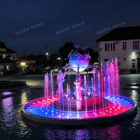 Fuente Circular Escultórica Controlada por Programa, con Múltiples Niveles y Boquillas de Luz RGB, para Proyectos de Construcción de Hoteles y Resorts