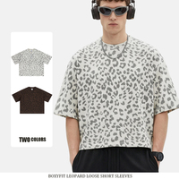 T-shirt pour homme, nouveau modèle d'été, style vintage, imprimé léopard, col rond, manches courtes, fabrication directe, OEM/ODM personnalisé