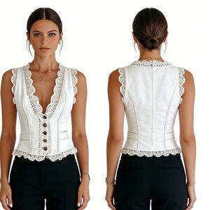 Débardeur en dentelle pour <span class=keywords><strong>femme</strong></span> - Gilet corset sans manches boutonné devant - Vêtements pour <span class=keywords><strong>femme</strong></span> Sehe Fashion - Product Image 1
