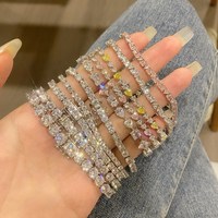 Bracelet en pierre de zircone cubique Cz, bijoux tendance en forme de cœur, Bracelet de mariage en diamant pour femmes et hommes, Bracelets de Tennis Hiphop